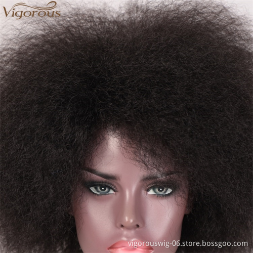 Vigorous Wholesale Top Quality Cheap Afro Short Kinky Fluffy Wig For Women Black Synthetic Wigs High Temperature